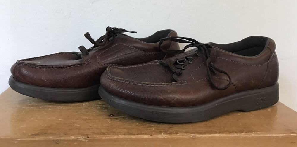 SAS Shoes Bout Time Brown Pebble Grain Leather Lace Up Comfort Loafers 11.5 WW